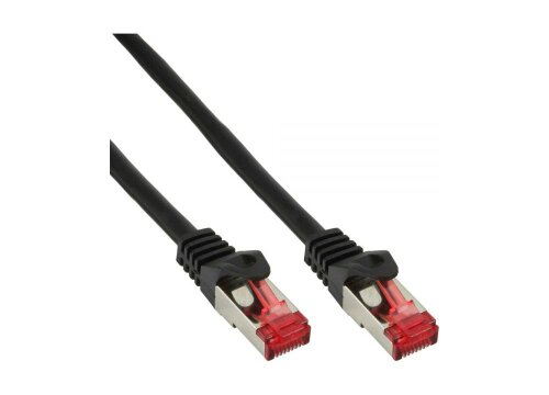 Network patch-cable S/FTP, Cat.6, 250MHz, black, 0,5m