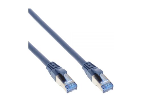 Network patch-cable S/FTP, PiMF, Cat.6A, RJ45, blue, 1,0m