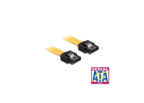 DeLOCK cable SATA 6 Gb/s even/straight metal, yellow, 10 cm