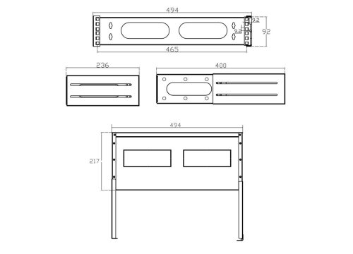 19 inch wall cabinet 2U, 24-40cm depth, black