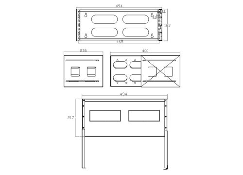19 inch wall cabinet 4U, 24-40cm depth, black