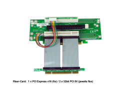 Riser Karte PCI Express x16 PCIe + 2 x 32bit PCI / 2HE 3HE